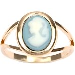 Bague cam�e bleu plaqu� or 18 carats garanti