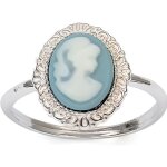 Bague camée fond bleu argent massif 925°°°rhodié(garanti sans nickel) Bague camée fond bleu argent massif 925°°°rhodié(garanti sans nickel)