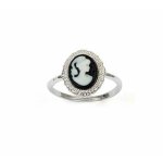 Bague came fond noir argent massif 925rhodi(garanti sans nickel)