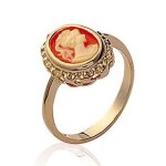 Bague camée rouge - bijouxia - plaqué or 18 carats - joaillerie - mixte - oxyde de zirconium Bague camée rouge - bijouxia - plaqué or 18 carats - joaillerie - mixte - oxyde de zirconium