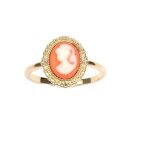 Bague cam�e travaill� fond orange - marque - mod�le - couleur or - mati�re plaqu� or - coloris orange ...