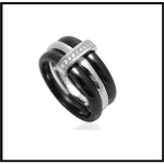 Bague en c�ramique noire et argent sertie de cristaux - bijouxia