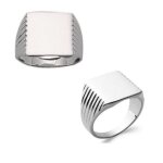 Bague chevalire argent massif 925 / 1000 - bijouxia - homme - poinonn - rhodi