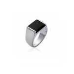 Bague chevali�re argent massif 925 / 1000 et onyx - bijouxia - tailles choix 50 � 68 - joaillerie - mixte ...
