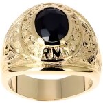 Bague chevalire - bijouxia - army pierre noire onyx - plaqu or 18 carats - mixte