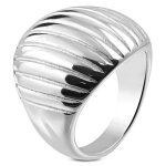 Bague chevali�re femme en acier en forme de dome coquillage - marque - mod�le - argent� - adulte - mixte ...