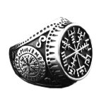 Bague chevalière homme acier boussole nordique vegvisir navire viking - blanc - adulte - homme Bague chevalière homme acier boussole nordique vegvisir navire viking - blanc - adulte - homme