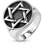 Bague chevalire homme acier inoxydable toile croix de david - marque - modle - argent - adulte - ...