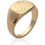 Bague chevalire homme - centmille - angles pis cisels - plaqu or 750 - selle arrondie