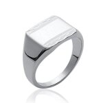 Bague chevalire homme - argent 925 massif rhodi - selle rectangle  graver - marque centmille