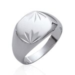 Bague chevali�re homme - argent massif 925 rhodi� - selle arrondie �pis grav�s - centmille