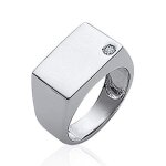 Bague chevalire homme - centmille - selle rectangle - argent massif rhodi - zirconium