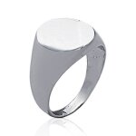 Bague chevalire homme - selle ronde gravable - argent massif 925 rhodi - sceau - centmille