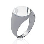 Bague chevalire homme - selle ronde grave - argent massif rhodi - initiales - centmille