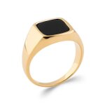 Bague chevalire onyx et plaqu or 18 carats - bijouxia - tailles 52  70