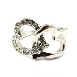 Bague cr�ateur scarlett blanc argent� - les tresors de lily - r6965 - cristal - femme