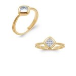 Bague - bijoux - aigue marine - plaqu� or 18 carats - taille choix 50 - 60 - oxyde de zirconium