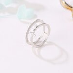 Bague croix ajustable argent double anneaux avec pierres de zircon bijou religieux chrtien cadeau pour ...