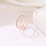 Bague - bijou religieux chrétien - or rose - double anneaux - pierres de zircon Bague - bijou religieux chrétien - or rose - double anneaux - pierres de zircon