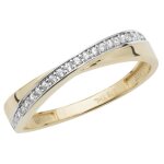 Bague crossover femme or 375 - 1000 avec oxyde de zirconium de culture 37850