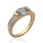 Bague cz aigue marine plaqu or 18 carats tailles choix