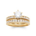Bague double anneaux solitaire zirconium plaqu or 18 carats 5 microns