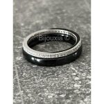 Bague double cramique & argent massif zirconium t50 - 52 - 54 - 56 - 58 - 60 - bijouxia - mixte - oxyde ...