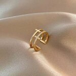 Bague - double croix chrtiennes - pierres de zircon - or
