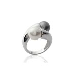 Bague double perle en argent massif 925 / 1000