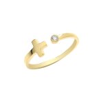 Bague eds jewels femme or 375 / 1000 oxyde de zirconium croix 45418