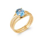Bague - bijoux - empierrée - cristal zirconium - plaqué or 18 carats - taille 50 Bague - bijoux - empierrée - cristal zirconium - plaqué or 18 carats - taille 50
