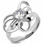 Bague fantaisie fleur ajustement confortable acier inoxydable cz transparent - no name - france 54 / ...