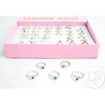 Bague fantaisie rglable - lp - motifs varis - couleur rose - pour enfant