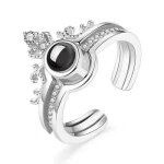 Bague femme alliance rmega - plaqu� or blanc - zircon - cristaux - taille ajustable - coffret cadeaux ...