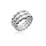Bague femme - bijouxia - triple rangs boules argent massif 925 / 000 rhodi� - largeur 14 cm - tailles ...