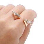 Bague femme / fille rglable fantaisie or ailes dange dore alliage strass zircon plaque or rtro rhinestone ...