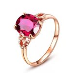 Bague femme luxe rmega - alliance de fianailles mariage - rouge oxyde de zirconium dor rose