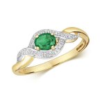 Bague femme or 375 - 1000 et diamant brillant h - pk avec emeraude 44002