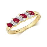 Bague femme or 375 - 1000 et diamant brillant h - pk avec rubis 44395