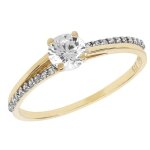 Bague - or 375 - 1000 - femme - oxyde de zirconium - taille 49 � 63 - 6mm de largeur