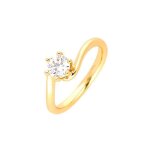 Bague - femme - solitaire - 5 mm - cristal - blanc - plaqué or jaune 750 / 1000 - 3 microns - bijou de ... Bague - femme - solitaire - 5 mm - cristal - blanc - plaqué or jaune 750 / 1000 - 3 microns - bijou de ...