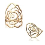 Bague fleur ajour�e plaqu� or 18 carats 750 / 1000 - bijouxia - bague - joaillerie - mixte