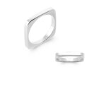 Bague forme carr�e en argent massif 925 - 1000 rhodi� 50 � 60