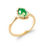 Bague - bijoux - goutte deau - cristal vert meraude - plaqu or 18 carats - taille 50 - 60
