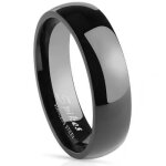 Bague homme femme de fiançaille couple acier couleur noire 6mm (58) Bague homme femme de fiançaille couple acier couleur noire 6mm (58)