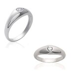Bague jonc en argent massif 925 - 1000 avec cristal zirconium - bijoux mixte