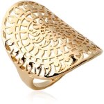 Bague large ajour�e plaqu� or 18 carats - bijouxia - motifs arabesques - femme