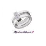 Bague large barrette en argent 925 / 1000 avec zirconium blanc - bijouxia - tailles 54 - 56 - 58 - 60 ...