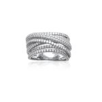 Bague large microserti pierres zirconium argent massif poinonn - bijouxia - femme - bijouterie