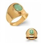 Bague large pierre aventurine verte plaqu or 18 carats t50  t60 - bijouxia - bague - joaillerie - mixte ...